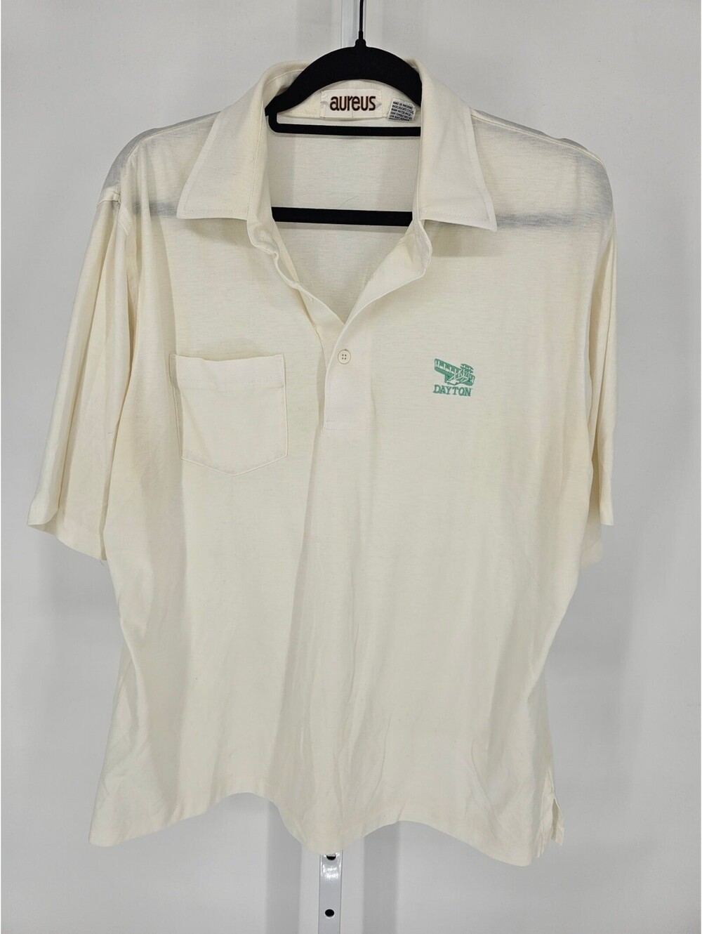 Vintage Aureus Mens Sz XL Short Sleeve Polo Shirt Dayton OH Embroidered Plane